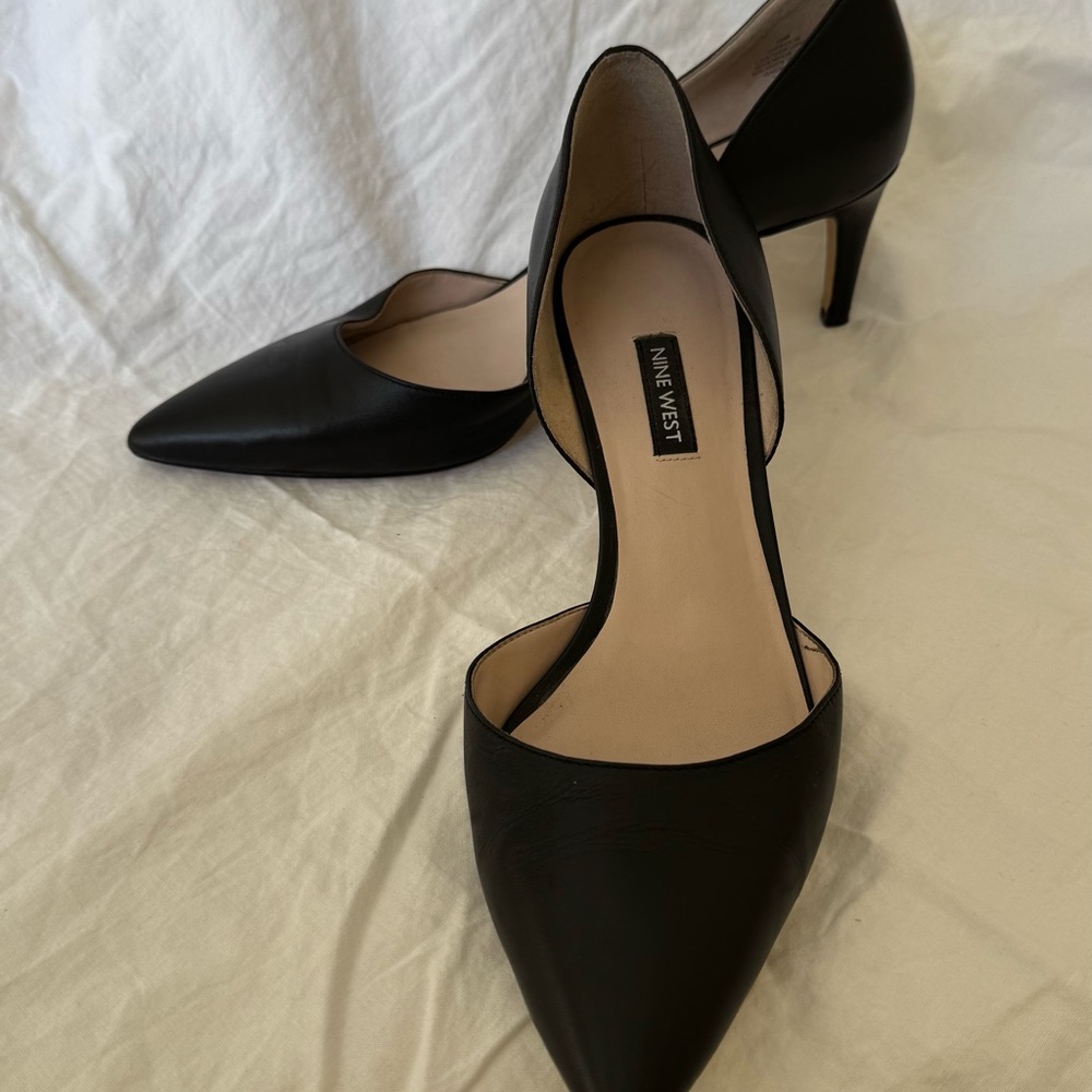 Nine West Black D'Orsay Heels with Pointed Toe